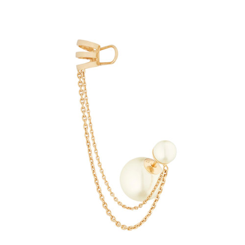 DIOR/迪奥 22新款TRIBALES系列 女士金色饰面金属白色树脂珠饰单只耳饰E1907TRIRS_D301