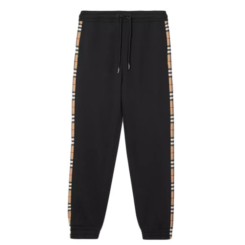 BURBERRY/博柏利 男士黑色Vintage 格纹裁片棉质休闲运动裤80262731