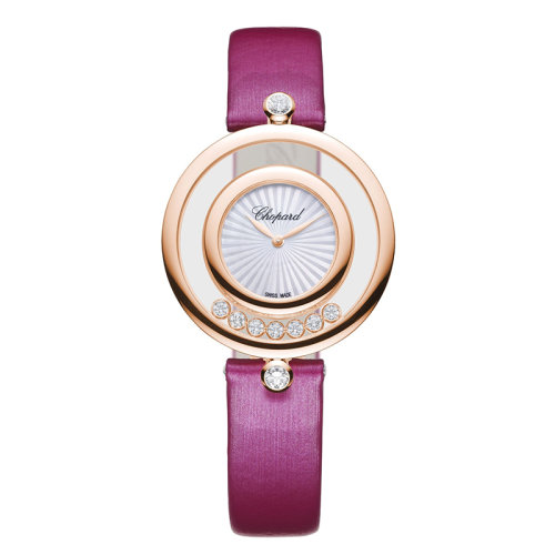  Chopard/萧邦 Happy Diamonds系列玫瑰金石英机芯鳄鱼皮女士镶钻腕表32毫米209426-5001