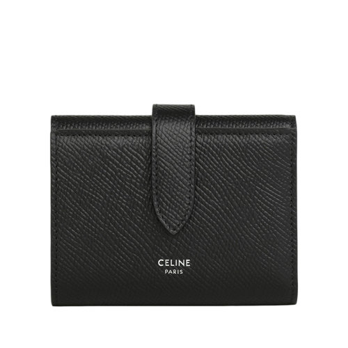 CELINE/赛琳 男士黑色粒面小牛皮三折卡包小钱包10H483BEL.38SI