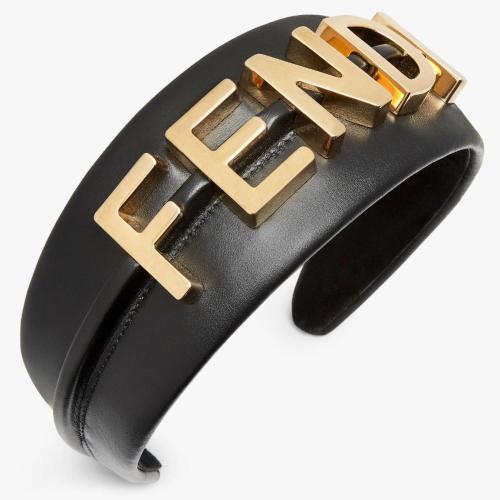  FENDI芬迪 22年秋冬 女士 发箍 黑色皮革发带 FXQ936ANAYF0QA1