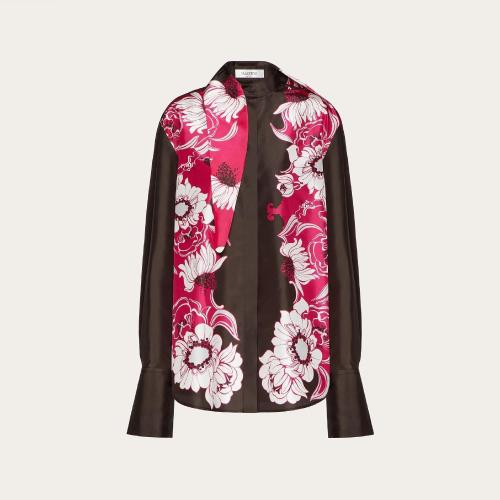  VALENTINO华伦天奴 22年秋冬 女士 长袖衬衫 CHEMISIER EN TAFFETAS IMPRIMé STREET FLOWERS