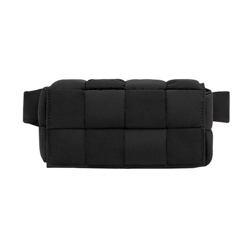 Bottega Veneta/葆蝶家 22新款 男士迷你黑色尼龙翻盖磁扣开合腰包679763VBO808803