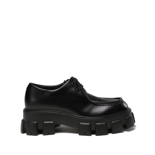 PRADA/普拉达 男士Monolith系列亮面皮革系带皮鞋厚底鞋 2EE355 B4L