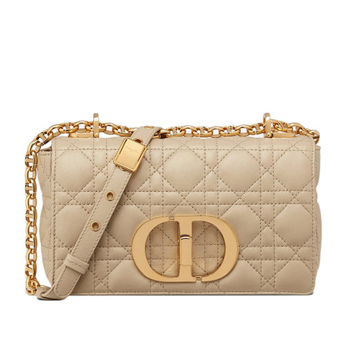 DIOR/迪奥 CARO系列 女士小号绳色Cannage小牛皮金扣金色链条斜跨单肩包M9241UWHC_M39U