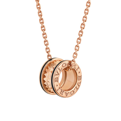 BVLGARI/宝格丽 B.zero1系列 岩石玫瑰金链玫瑰金黑陶瓷吊坠项链 358054