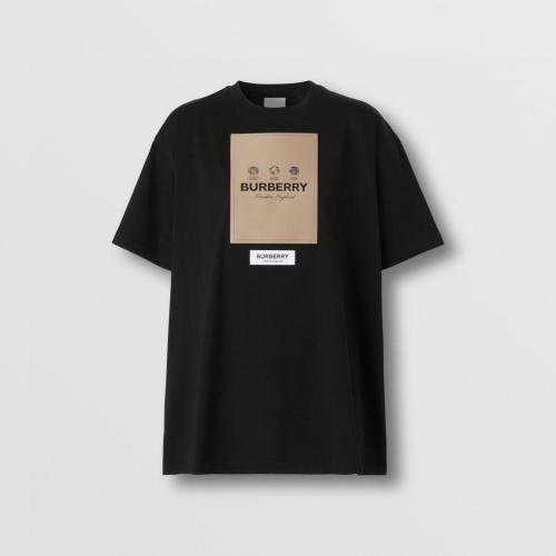  BURBERRY 22年秋冬 女士 标签嵌花棉质宽松 T 恤衫 80571211