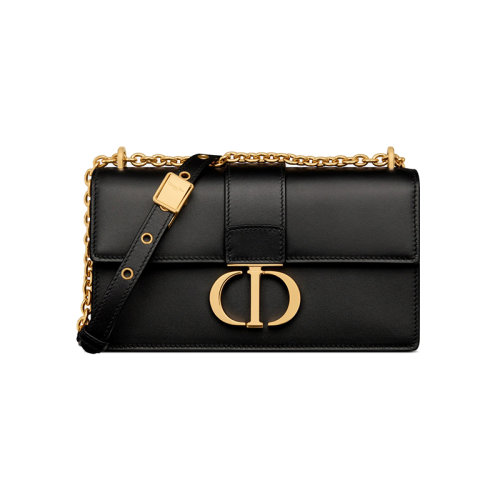 Dior 迪奥 22新款 EAST-WEST系列 女士黑色小牛皮翻盖开合背面压印金色饰面调节拆卸链条肩带单肩斜挎包M9334UHEL_M900