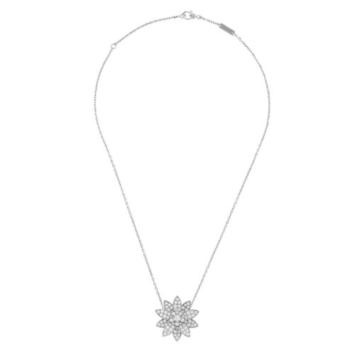 Van Cleef & Arpels/梵克雅宝 经典Lotus系列 18k金白金镶嵌钻石中号莲花胸针VCARO6P800