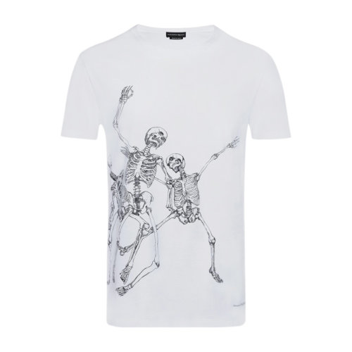 Alexander McQueen/亚历山大麦昆 男装 服装 纯棉纹印骷髅图案时尚休闲 男士短袖T恤