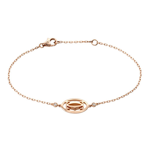 CARTIER/卡地亚 Double C de Cartier 玫瑰金镶嵌钻石卡地亚徽标手链B6038000