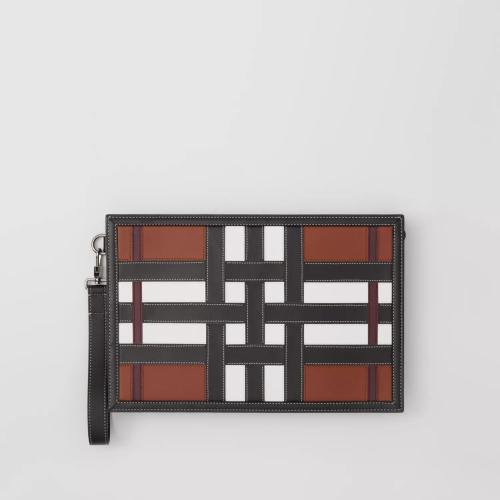  BURBERRY 22年秋冬 男士 格纹皮革拉链收纳袋 80583031