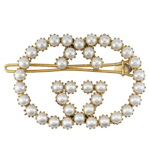 GUCCI/古驰  金属镀金 GG发夹和珍珠645607JCF278452