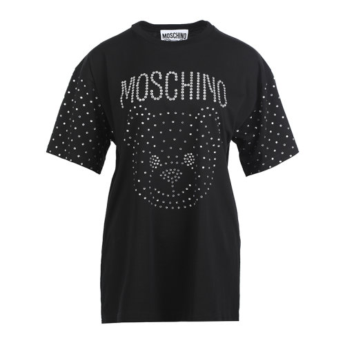 MOSCHINO/莫斯奇诺22春夏Crystal Teddy棉质宽松女士短袖T恤V071505411