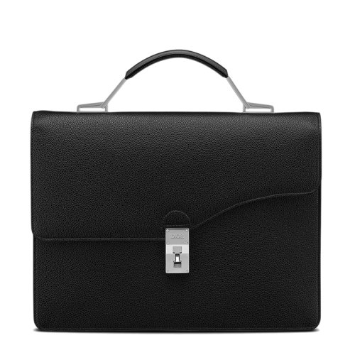 DIOR/迪奥 ELITE系列 男士黑色粒面小牛皮银扣单肩手提电脑包公文包1GABR146YMJ_H43E