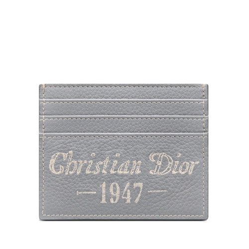  DIOR/迪奥 22新款 男士灰色“Christian Dior 1947”标志刺绣粒面牛皮革卡包卡片夹2ESCH135NFS_H62Q
