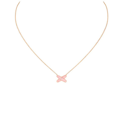 Chaumet/尚美 Jeux de Liens系列 女士18k金玫瑰金钻石粉红蛋白石吊坠082996