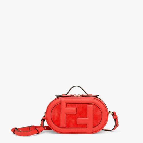  FENDI芬迪 22年春夏 女士 单肩包 红色皮革和麂皮迷你手袋 8BS058AHSBF0C3Q