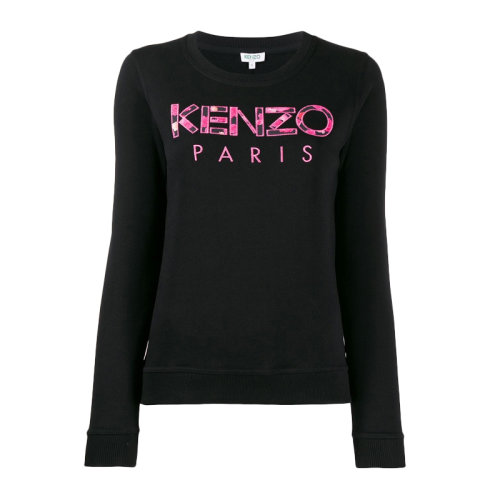 Kenzo/高田贤三  女装 服饰 黑色棉质字母LOGO图案时尚修身长袖运动衫 女卫衣