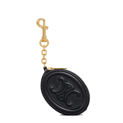 CELINE/赛琳  女士黑色光滑牛皮革带金属钩扣零钱包10I863DPQ.38NO