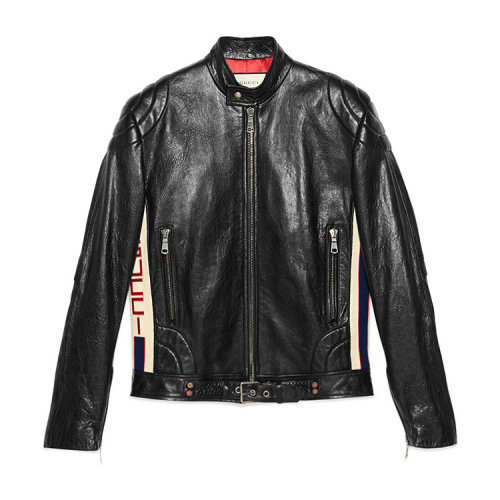 GUCCI/古驰 古琦男装 时尚百搭 男士 黑色皮革皮衣夹克外套 523542 XG703 1094