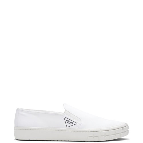 PRADA/普拉达 22年新款 Cassetta Wheel系列 男士白色棉质华达呢面料运动鞋布鞋2DG113_GUD_F0009_F_G000