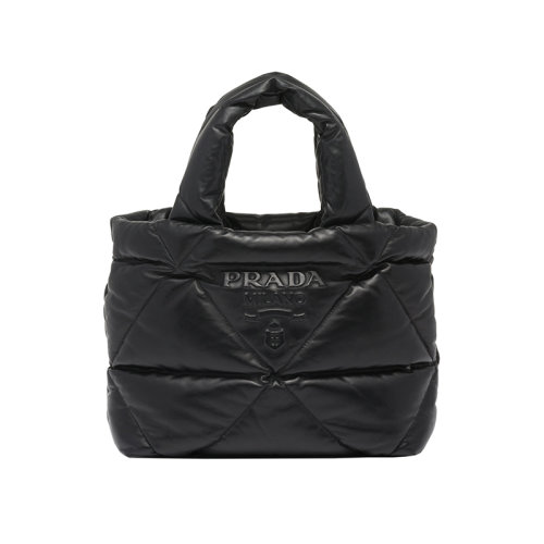 PRADA/普拉达 22新款 女士黑色绗缝纳帕皮革拆卸调节肩带金属饰品字母徽标手提斜挎托特包1BG434_2DYI_F0002_V_XAO
