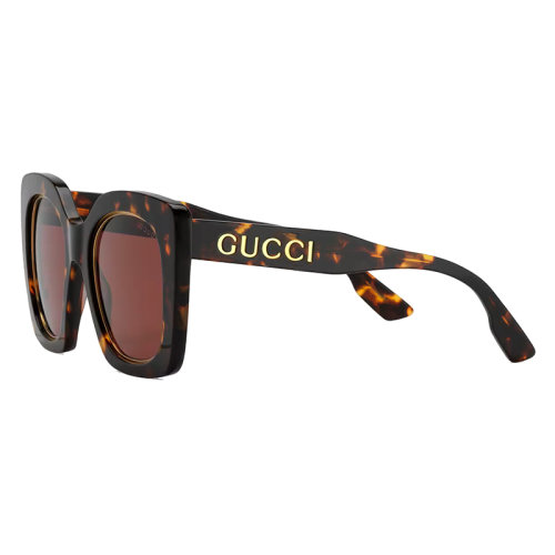 GUCCI/古驰 22年春夏新款 女士纯棕色镜片光泽感深玳瑁色醋纤镜框超大造型方形太阳眼镜墨镜691318J07402323
