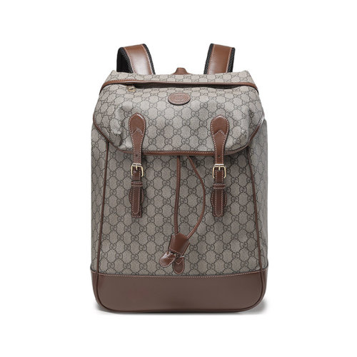 GUCCI/古驰【22秋冬新款】男士帆布配皮互扣式双G双肩包背包双G老花图案中号 696013 97S9G