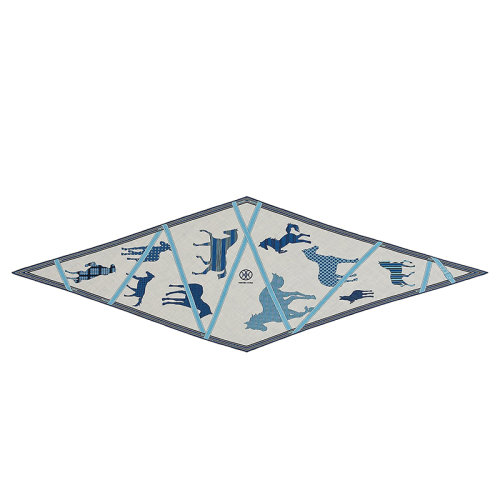 HERMES/爱马仕 男士混灰色/蓝色/天空羊绒真丝Clan Equestre围巾H432513T11