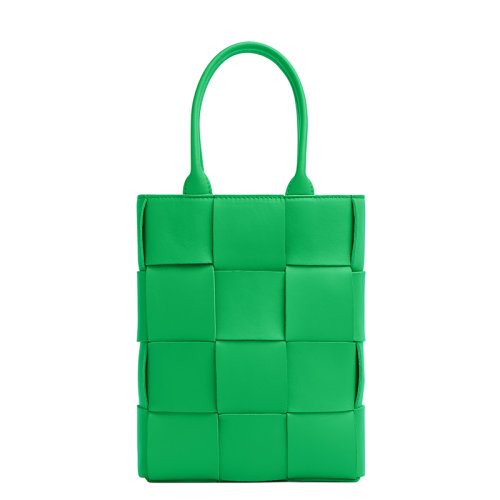 Bottega Veneta/葆蝶家 22新款Cassette系列 女士鹦鹉绿色Intreccio羊皮革编织单肩手提包709341VMAY13722