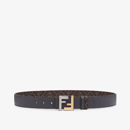  FENDI芬迪 22年秋冬 男士 腰带 灰色皮革皮带 7C046_FF1F1G8C