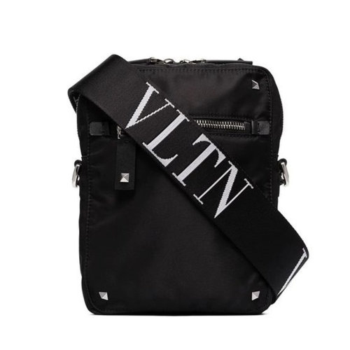 Valentino/华伦天奴  男包男士黑色聚酰胺时尚简约品牌字母邮差单肩斜挎包  UY2B0662RPY 0NO