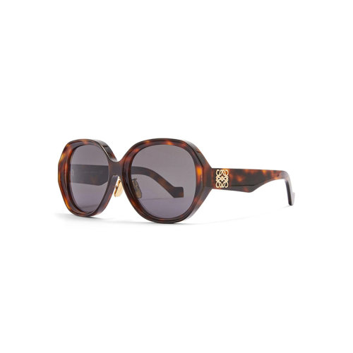 LOEWE/罗意威 22年春夏新款 女士烟熏灰色镜片深玳瑁棕色醋酸纤维镜框椭圆太阳镜墨镜G832270X05-4036