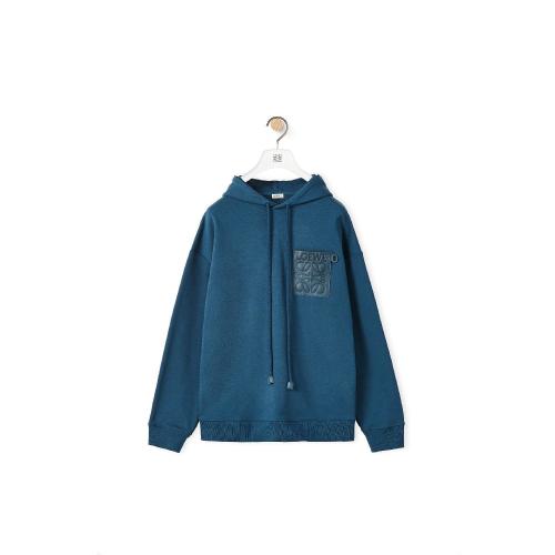  LOEWE罗意威 22年秋冬 男士 卫衣 Anagram leather patch hoodie in cotton H526Y25X15-1200