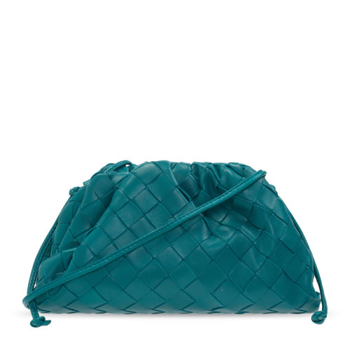 BottegaVeneta/葆蝶家BV女士绿色Intrecciato编织皮革手拿包单肩包女包585852-VCPP1-3118