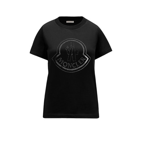 Moncler/蒙克莱 22年秋冬新款 女士黑色纯棉水钻状徽标短袖T恤H20938C00016829FB999
