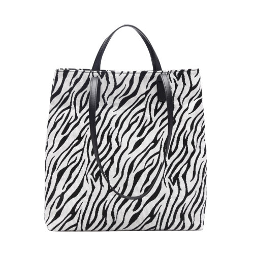 GeleiStory/GeleiStory  女包包2021年春夏新款时尚斑马纹托特包PU皮帆布包大容量腋下手提包