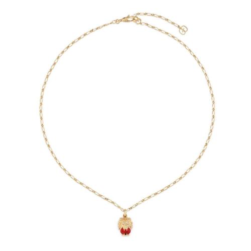  GUCCI古驰 22年秋冬 女士 黄金狮头项链 606641 J5C30 8036