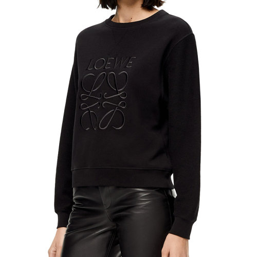 LOEWE/罗意威 22年春夏新款 女士黑色纯棉同色Logo刺绣卫衣S359341XA8-1100