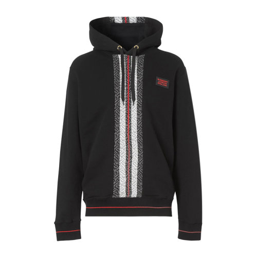 Burberry 博柏利 男装 服饰 巴宝莉 黑色条纹经典logo款连帽卫衣 男卫衣