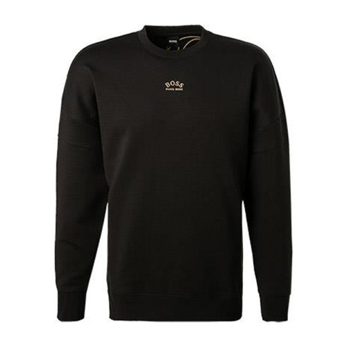 Hugo Boss 雨果博斯 男装 服装 黑色棉质logo标识印花圆领长袖休闲宽松套头衫 男卫衣