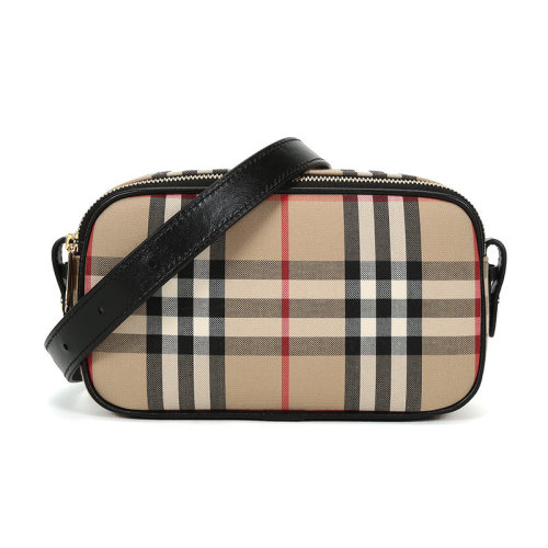 BURBERRY/博柏利 巴宝莉 女包经典格纹帆布拉链封口女士斜挎包 80327731