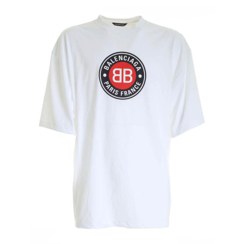 Balenciaga/巴黎世家 男士纯色棉质圆领字母徽标图案印花短袖polo衫T恤衫 641614-TJV7 多色可选