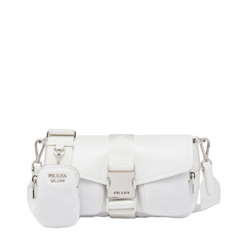 PRADA/普拉达 22年新款 女士白色尼龙皮革插扣可拆卸口袋包单肩包1BD295_789_F0009_V_BFO