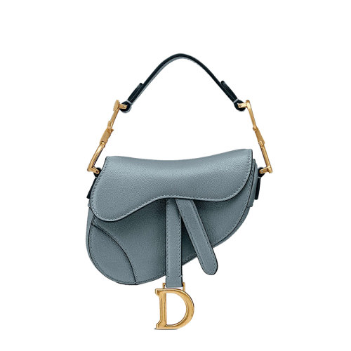 DIOR/迪奥 22春夏新款SADDLE系列 女士超迷你云蓝色山羊皮D形金扣翻盖开合手提马鞍包S5662CCEH_M81B