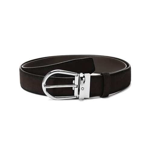 万宝龙 MONTBLANC 男士牛皮针扣式双面皮带腰带棕色 118442