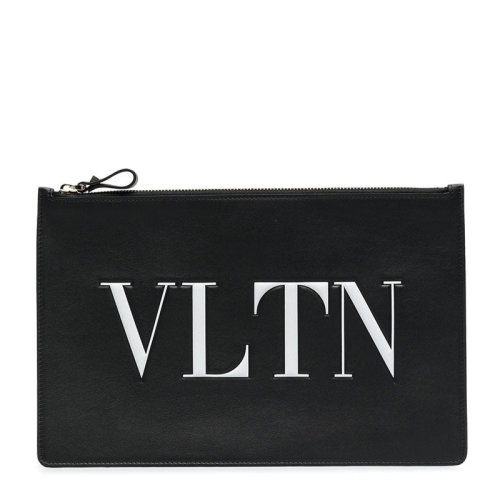 Valentino/华伦天奴 女士黑色牛皮经典字母徽标印花装饰拉链开合手拿包信封包女包 RW2P0269-RCH-0NI