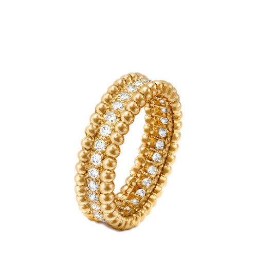 Van Cleef & Arpels/梵克雅宝 Perlée diamants系列 18K金黄金镶嵌单排钻石戒指指环VCARP4E100