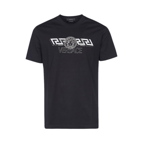 VERSACE/范思哲 男士纯色棉质字母徽标印花装饰圆领短袖上衣T恤 10039061-A028001 多色可选